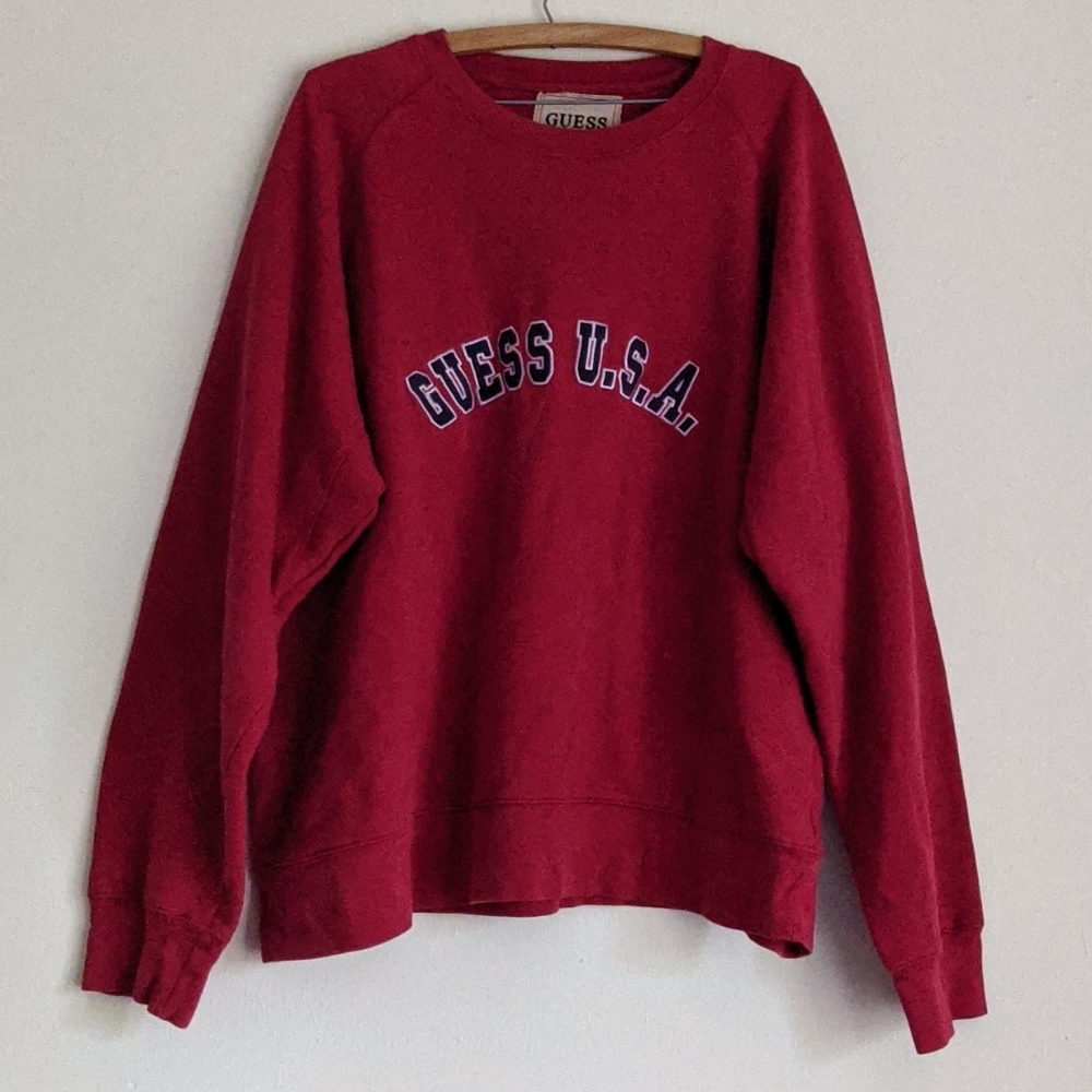 Dark Red Vintage Guess USA Sweater Plus Size ❤️